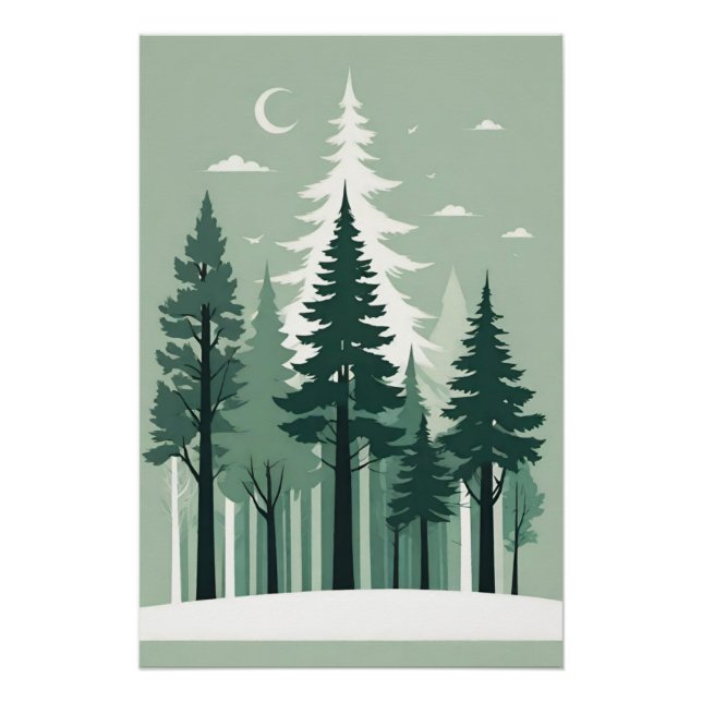 Tranquil Silhouette Forest Poster (Front)