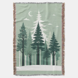 Tranquil Silhouette Forest Throw Blanket