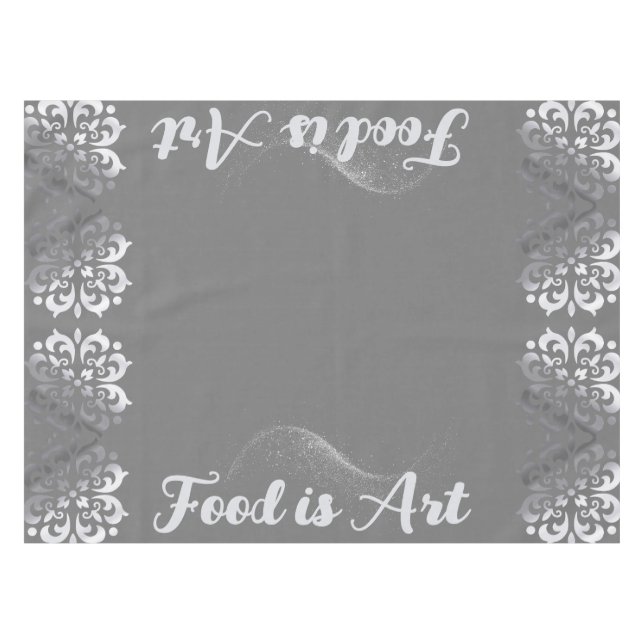 Tranquil Silver & Gray Monogram | Tablecloth (Front (Horizontal))