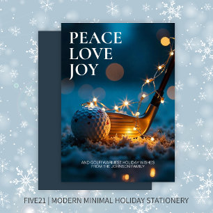 Tranquil Snowy Night Golf Christmas Holiday Card