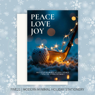 Tranquil Snowy Night Golf Christmas Holiday Card