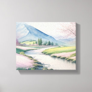 Tranquil Springtime Mountain Landscape  Canvas Print