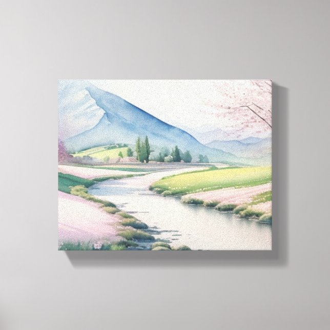 Tranquil Springtime Mountain Landscape  Canvas Print (Front)