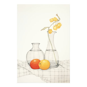 Tranquil Still Life with Blossoms and Fruit Photo Print