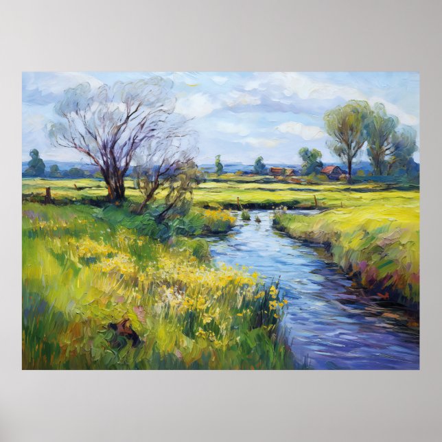 Tranquil Summer Stream in the Havelland Landscape Poster (Front)