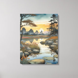 Tranquil Sunset Lake Canvas Print