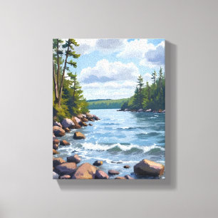 Tranquil Tahoe Lake Shore Watercolor Painting Canvas Print