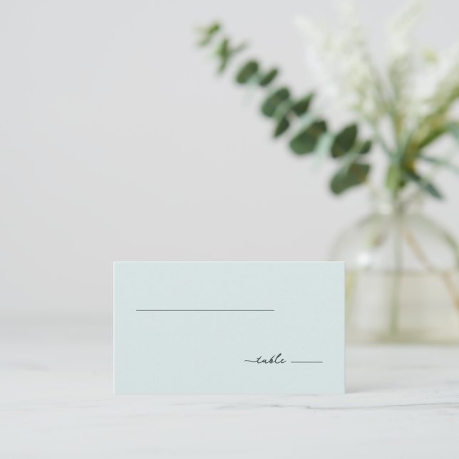 Tranquil Teal Minimalist Table Sign Place Card (Standing Front)