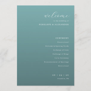 Tranquil Teal Wedding Ceremony Schedule Programme