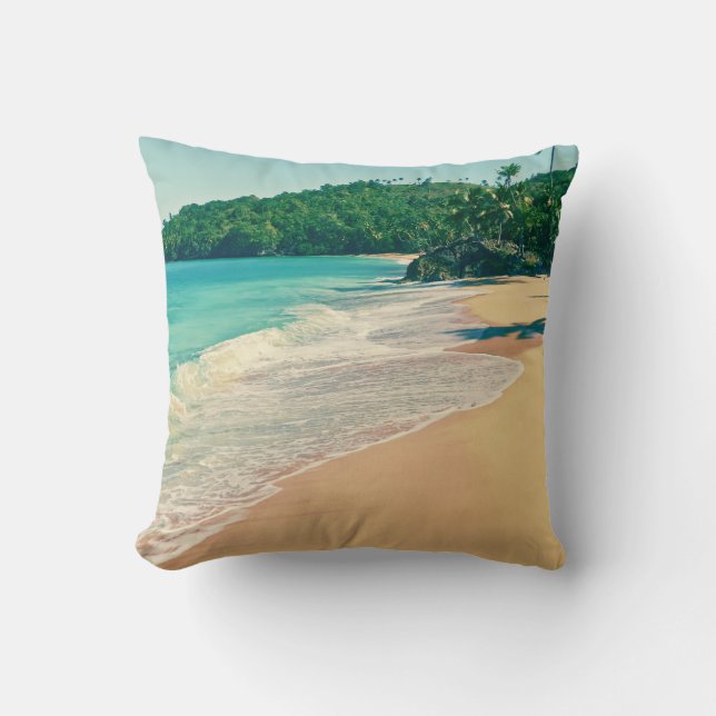 Tranquil Tropical Island Beach Cushion (Front)
