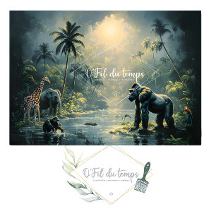 Tranquil Tropical Landscape with Exotic animals Tissue Paper