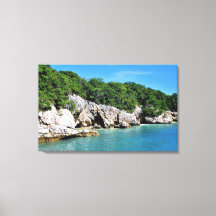 Tranquil Tropical Shoreline with Caves