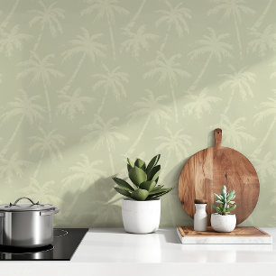 Tranquil Tropics: Soft Sage & Cream Minimalist Wallpaper