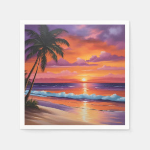 Tranquil Tropics Sunset Over the Ocean Napkin