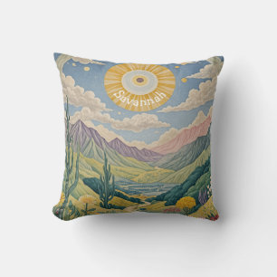 Tranquil Valley: Pastel Landscape Cushion