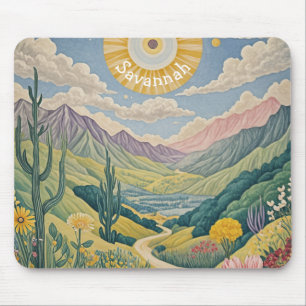 Tranquil Valley: Pastel Landscape Mouse Pad