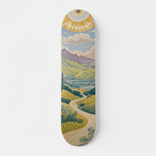 Tranquil Valley: Pastel Landscape Skateboard