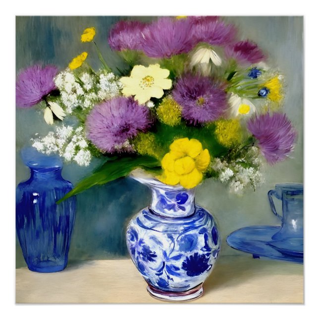 Tranquil Vase of Flowers Print (Front)