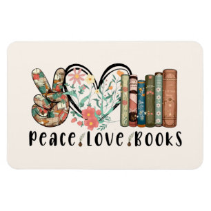 Tranquil Vibes: Peace, Love, and Books Magnet