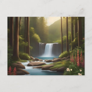 Tranquil Waterfall A Peaceful Retreat Postcard