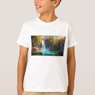 Tranquil Waters: Geese Family by the Falls T-Shirt