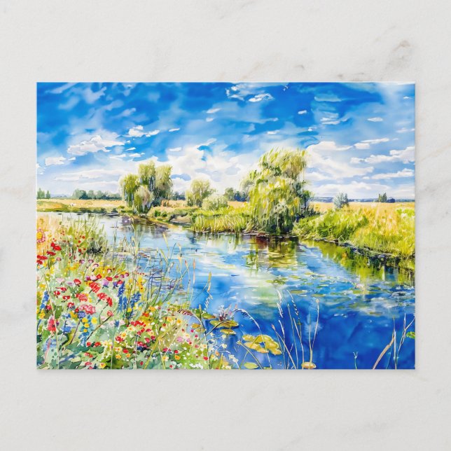Tranquil Waters in Spring Havelland Watercolor  Postcard (Front)