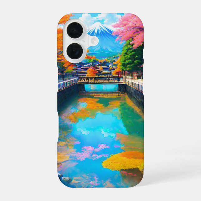 Tranquil Waters: Mt. Fuji's Reflection iPhone 16 Case (Back)