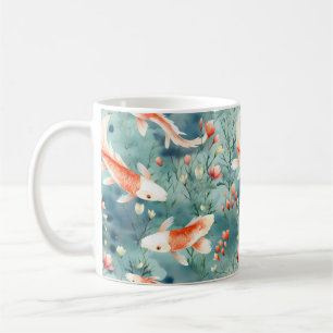 Tranquil Waters: Watercolor Koi Fish Pattern  Coffee Mug