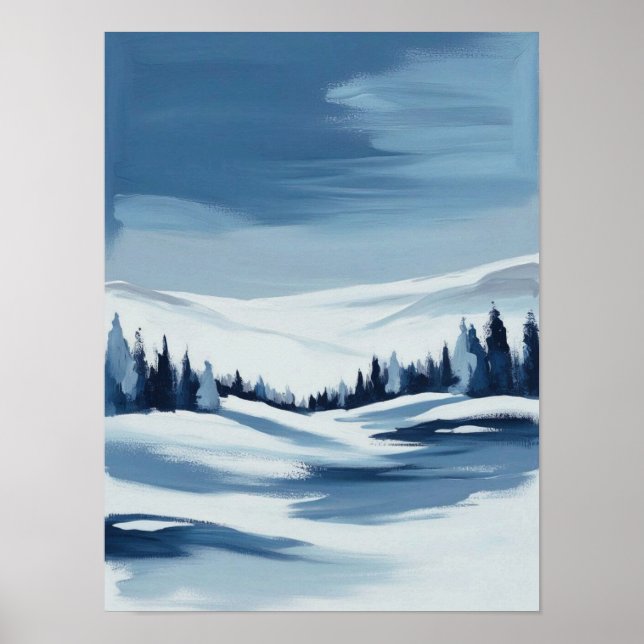 Tranquil Winter Landscape Digital Painting Poster (Front)