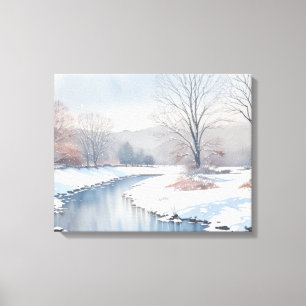 Tranquil Winter River Scene Canvas Print