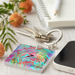 Tranquility Abstract Fluid Art Key Ring