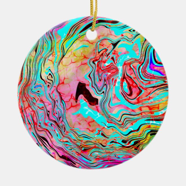 Tranquillity Abstract Fluid Art  Christmas Ceramic Tree Decoration (Front)