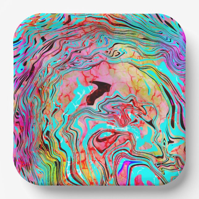 Tranquillity Abstract Fluid Art  Paper Plate (Front)