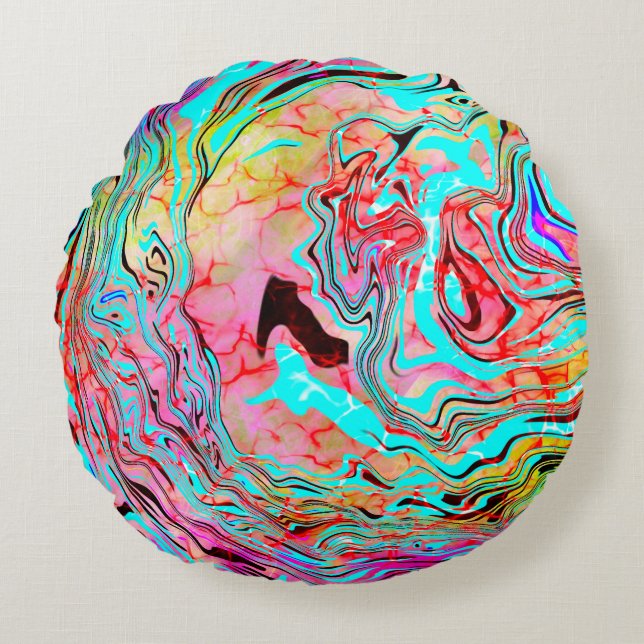 Tranquillity Abstract Fluid Art   Round Cushion (Front)