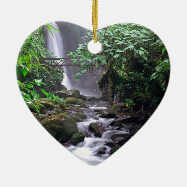Tranquillity cascading waterfall Costa Rica Ceramic Tree Decoration (Front)