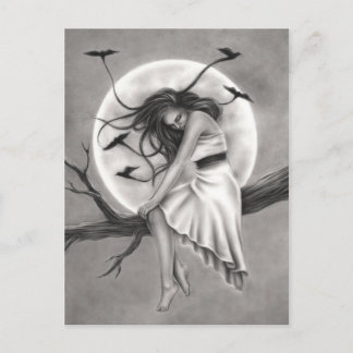 Tranquillity flying birds woman Postcard