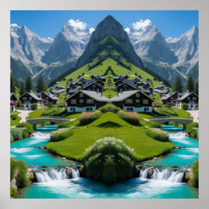 "Tranquillity in the Peaks – Alpine Village  Poster