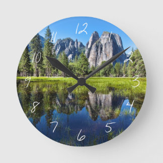 Tranquillity In Yosemite Round Clock