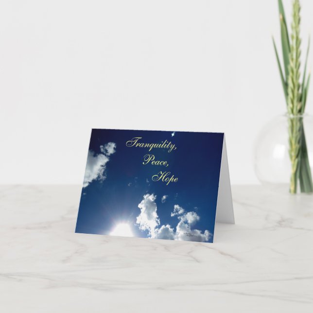 Tranquillity Peace Hope Clouds Note Card (Front)