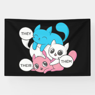 Trans Cats They Them Their Pronouns Transgender II Banner