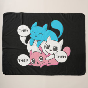 Trans Cats They Them Their Pronouns Transgender II Sherpa Blanket