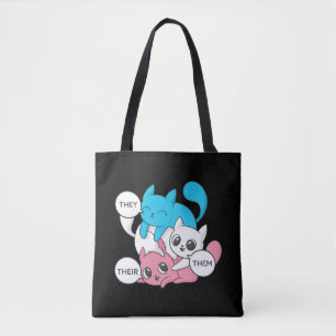 Trans Cats They Them Their Pronouns Transgender II Tote Bag