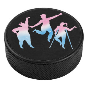 trans disabled design on hockey puck