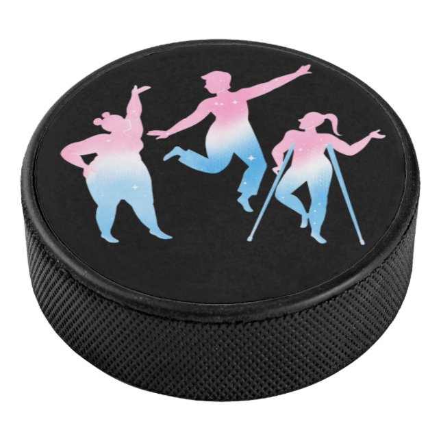 trans disabled design on hockey puck (3/4)