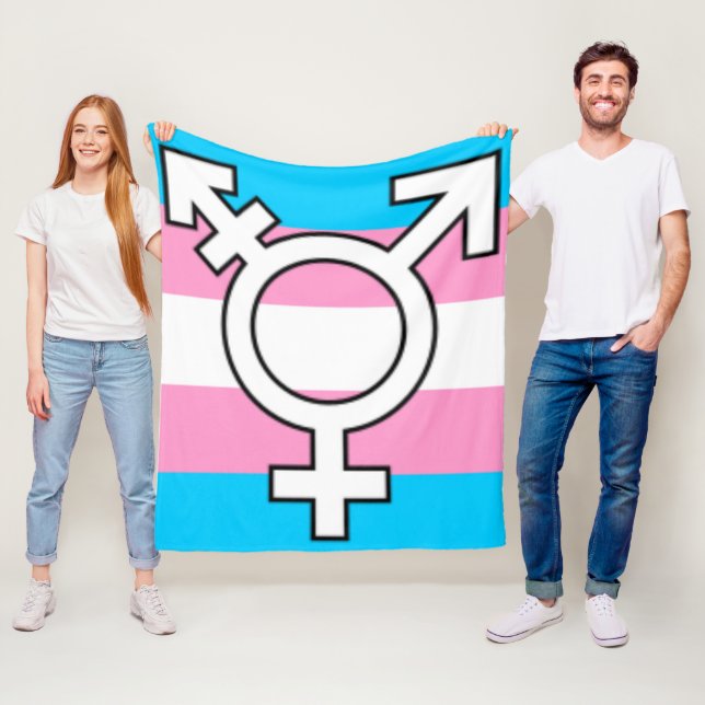 Trans Flag and Symbol Gifting Throw Blanket (In Situ)
