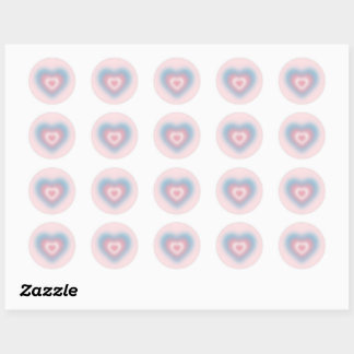 Trans flag colours on a blurred heart classic round sticker
