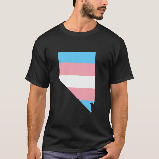 Trans Flag Nevada LGBT Pride Support family T-Shirt (Front)