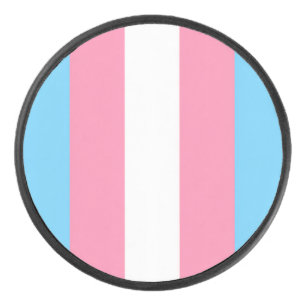 trans flag on hockey puck