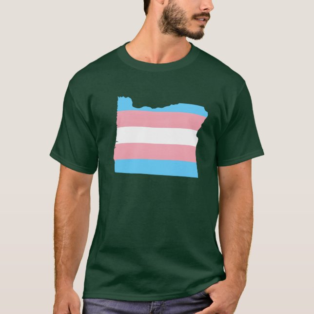 Trans Flag Oregon LGBT Pride Support funny T-Shirt (Front)