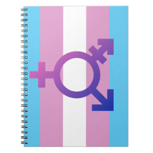 TRANS FLAG ORIGINAL WITH SYMBOL -.png Spiral Notebook